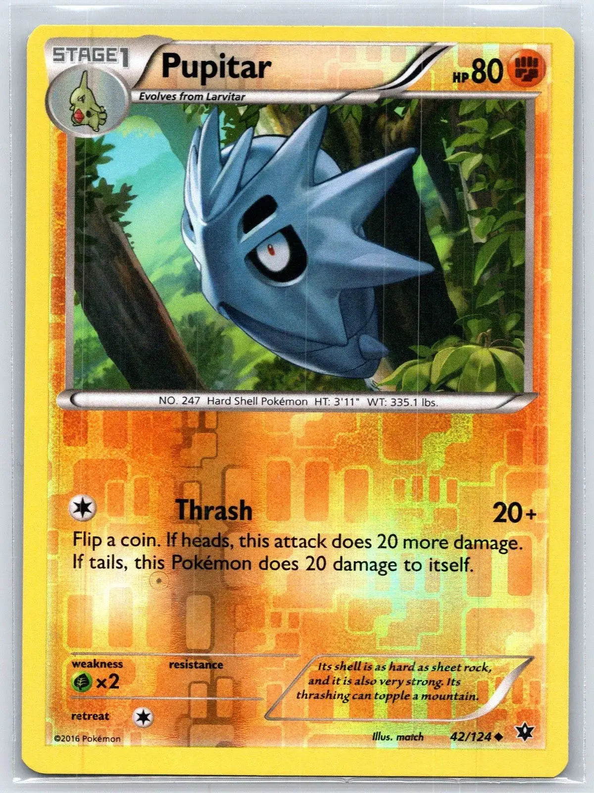 Pupitar 42/124 Reverse Holo Fates Collide Pokemon NM - Mastercoins