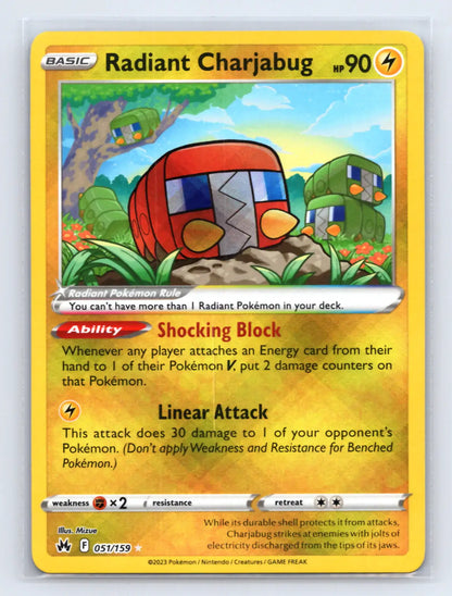 Radiant Charjabug 051/159 Radiant Rare Crown Zenith Pokemon Near Mint - Mastercoins