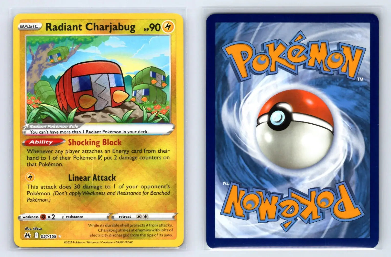 Radiant Charjabug 051/159 Radiant Rare Crown Zenith Pokemon Near Mint - Mastercoins