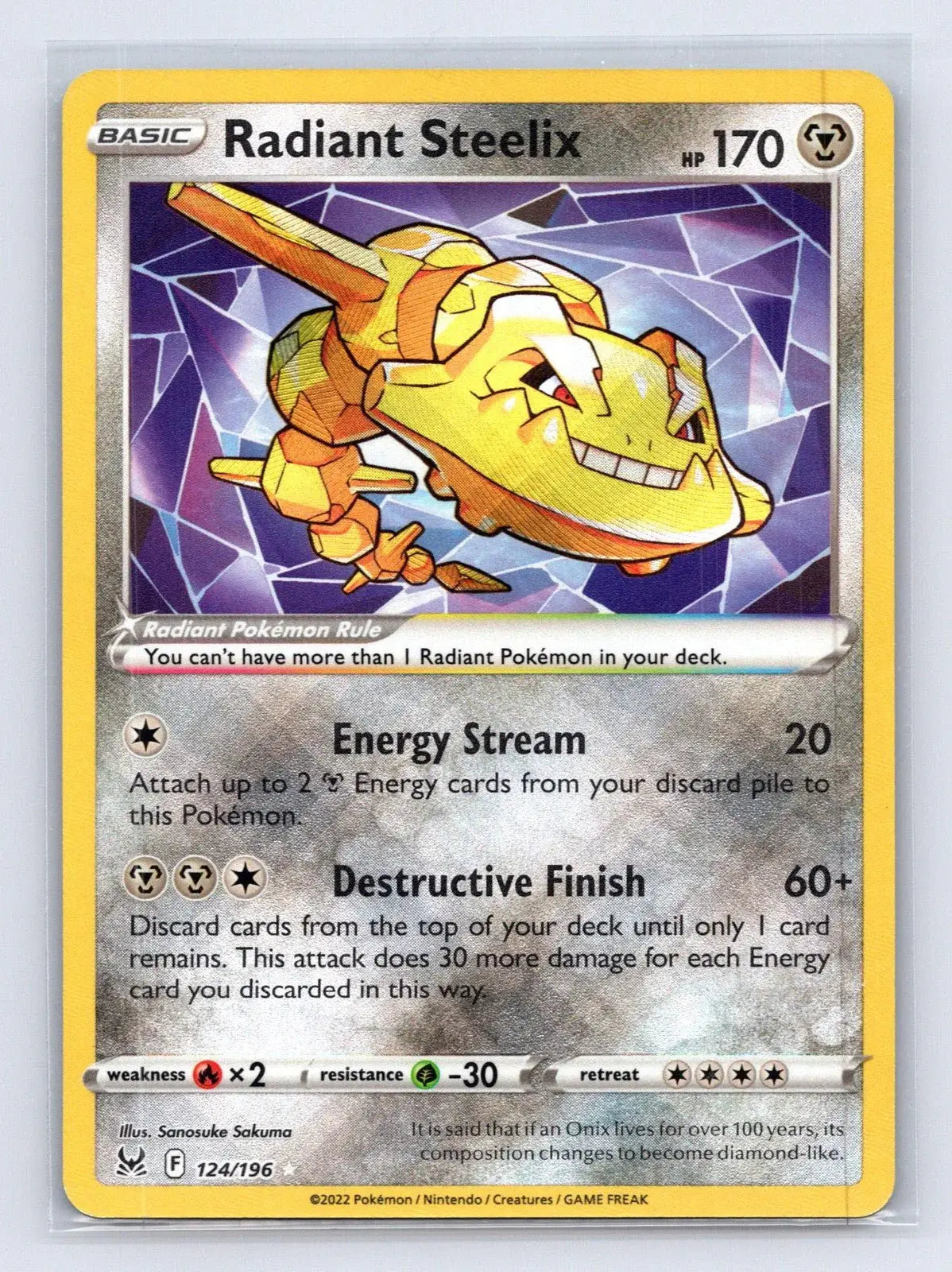Radiant Steelix 124/196 Lost Origin Pokemon NM - Mastercoins