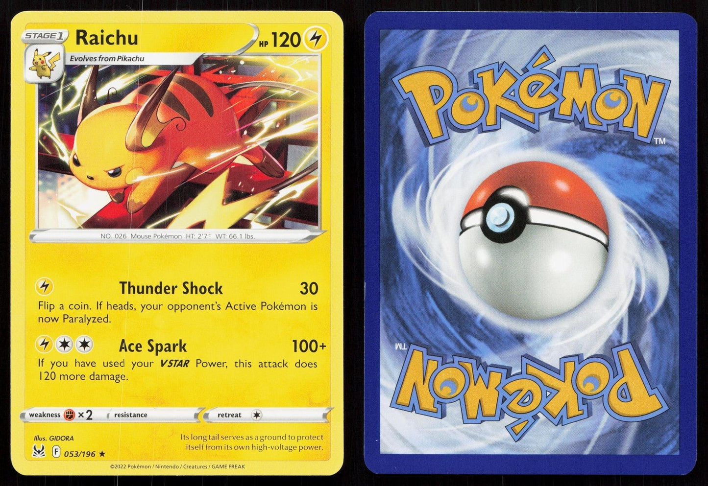 RAICHU 053/196 LOST ORIGIN NM - Mastercoins