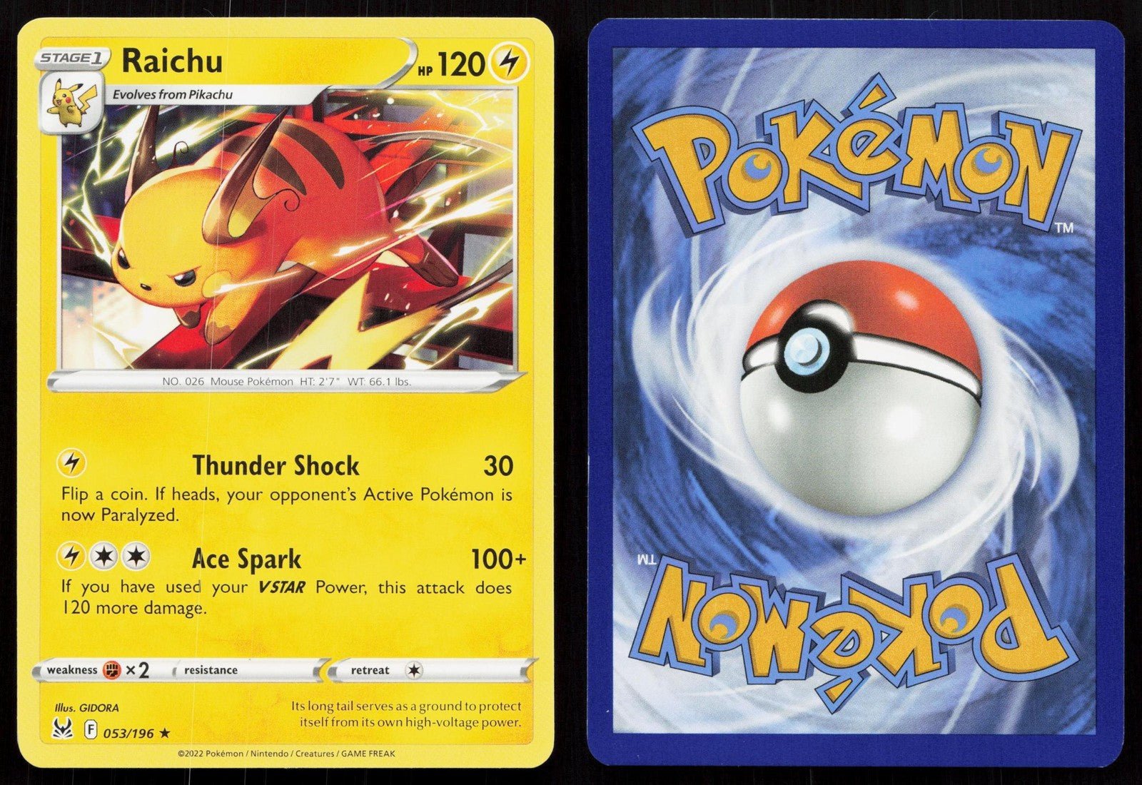 RAICHU 053/196 LOST ORIGIN NM - Mastercoins
