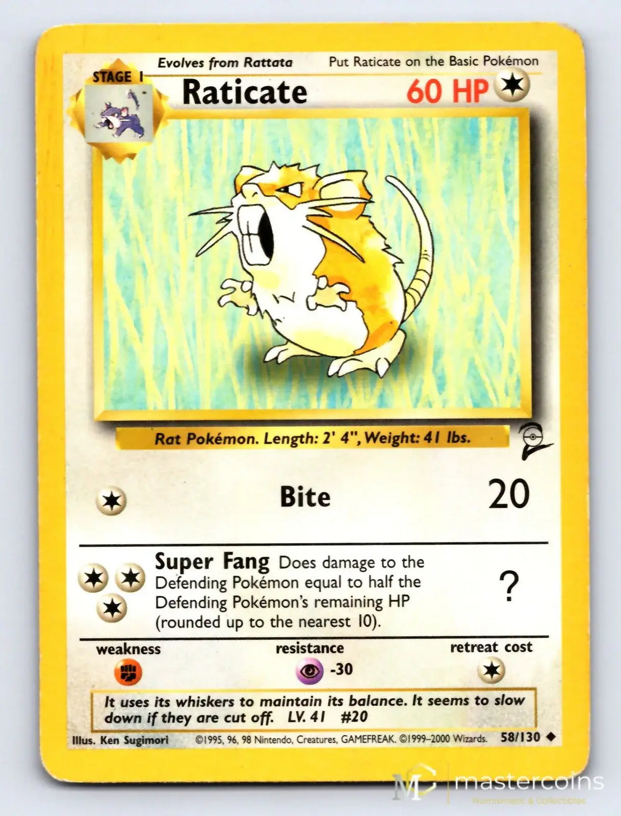Raticate 58/130 Base Set 2 Pokemon MP - Mastercoins