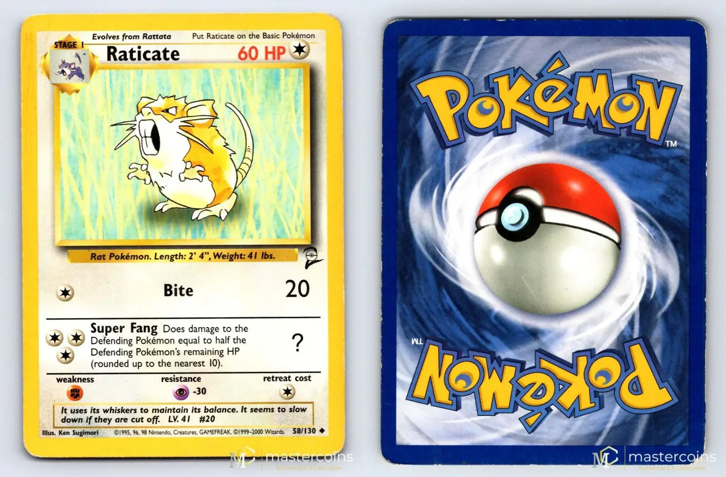 Raticate 58/130 Base Set 2 Pokemon MP - Mastercoins