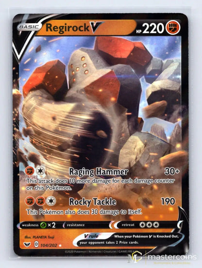 Regirock V 104/202 Sword & Shield Pokemon NM - Mastercoins