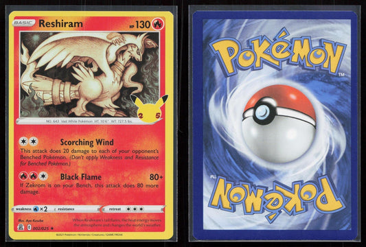RESHIRAM 002/025 CELEBRATIONS NM - Mastercoins