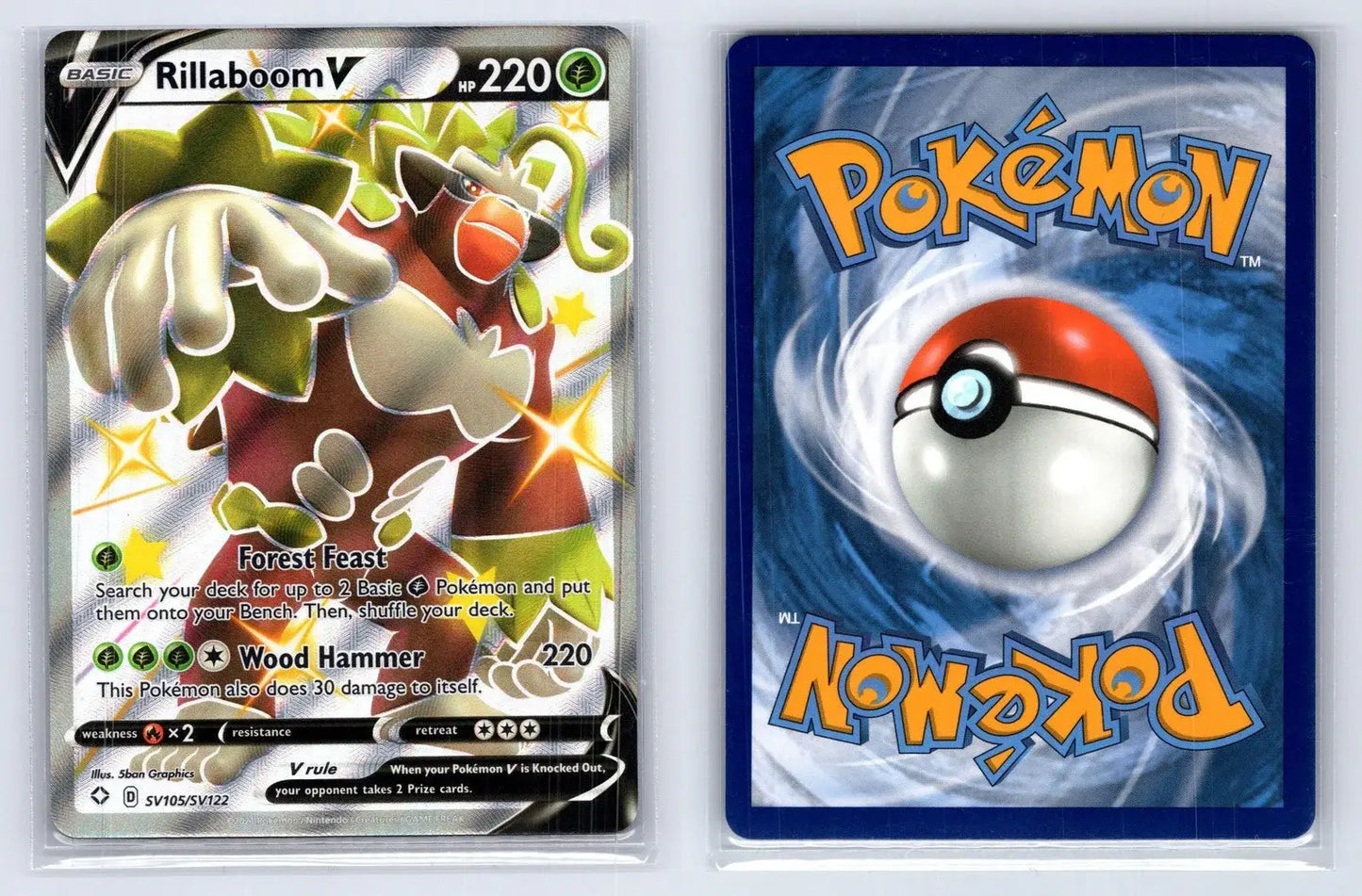 Rillaboom V SV105/SV122 Shining Fates Shiny Vault Pokemon NM - Mastercoins