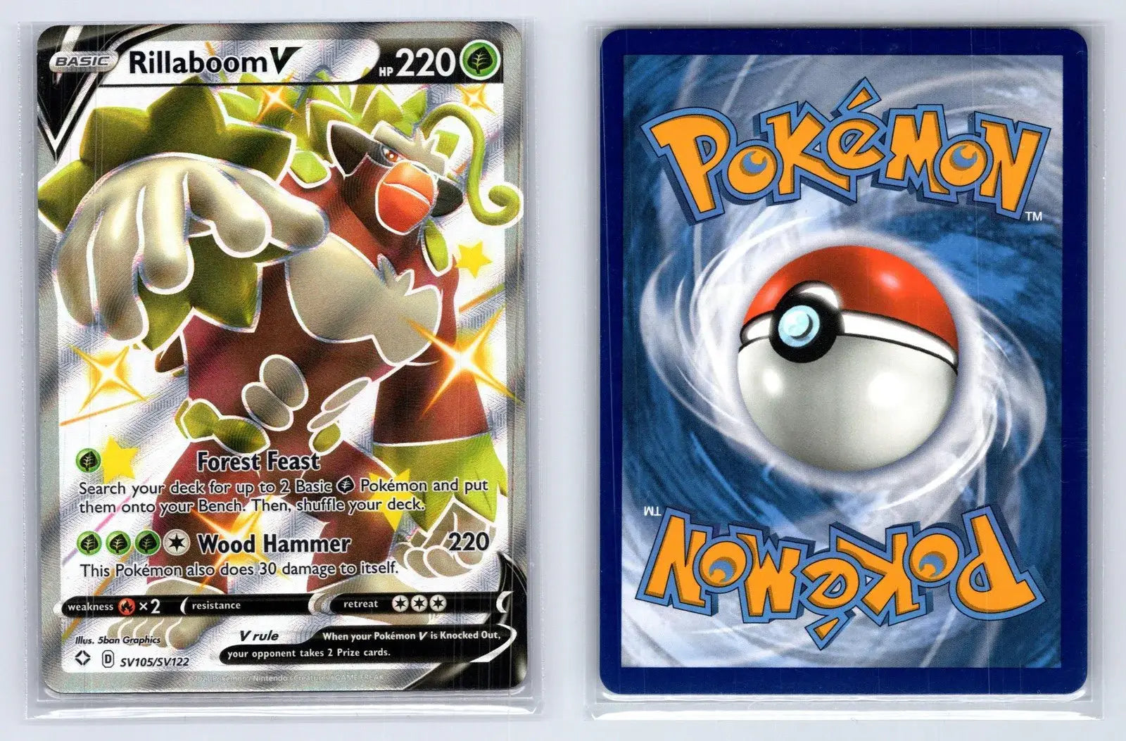 Rillaboom V SV105/SV122 Shining Fates Shiny Vault Pokemon NM - Mastercoins