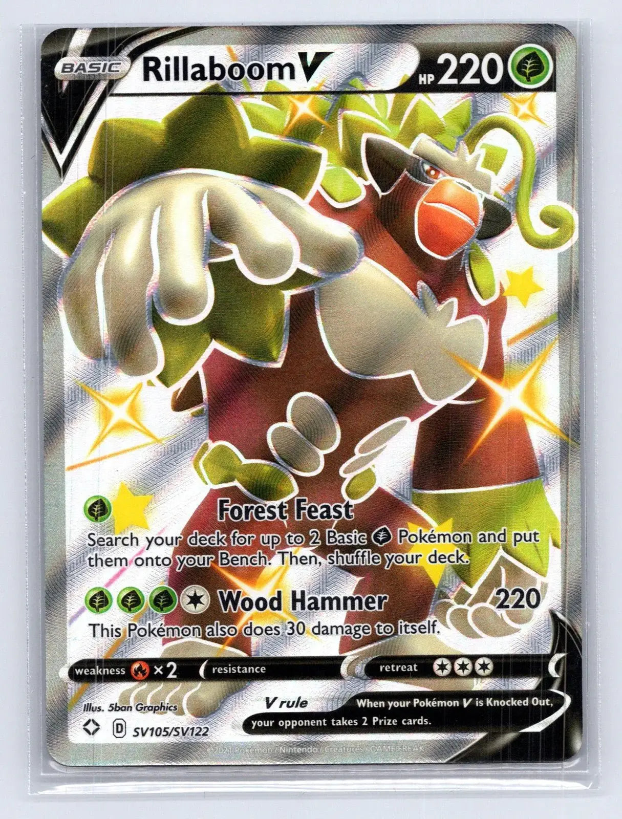 Rillaboom V SV105/SV122 Shining Fates Shiny Vault Pokemon NM - Mastercoins