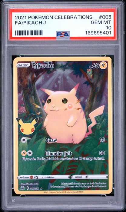 🎰👀 PIKACHU 005 CELEBRATIONS PSA 10
