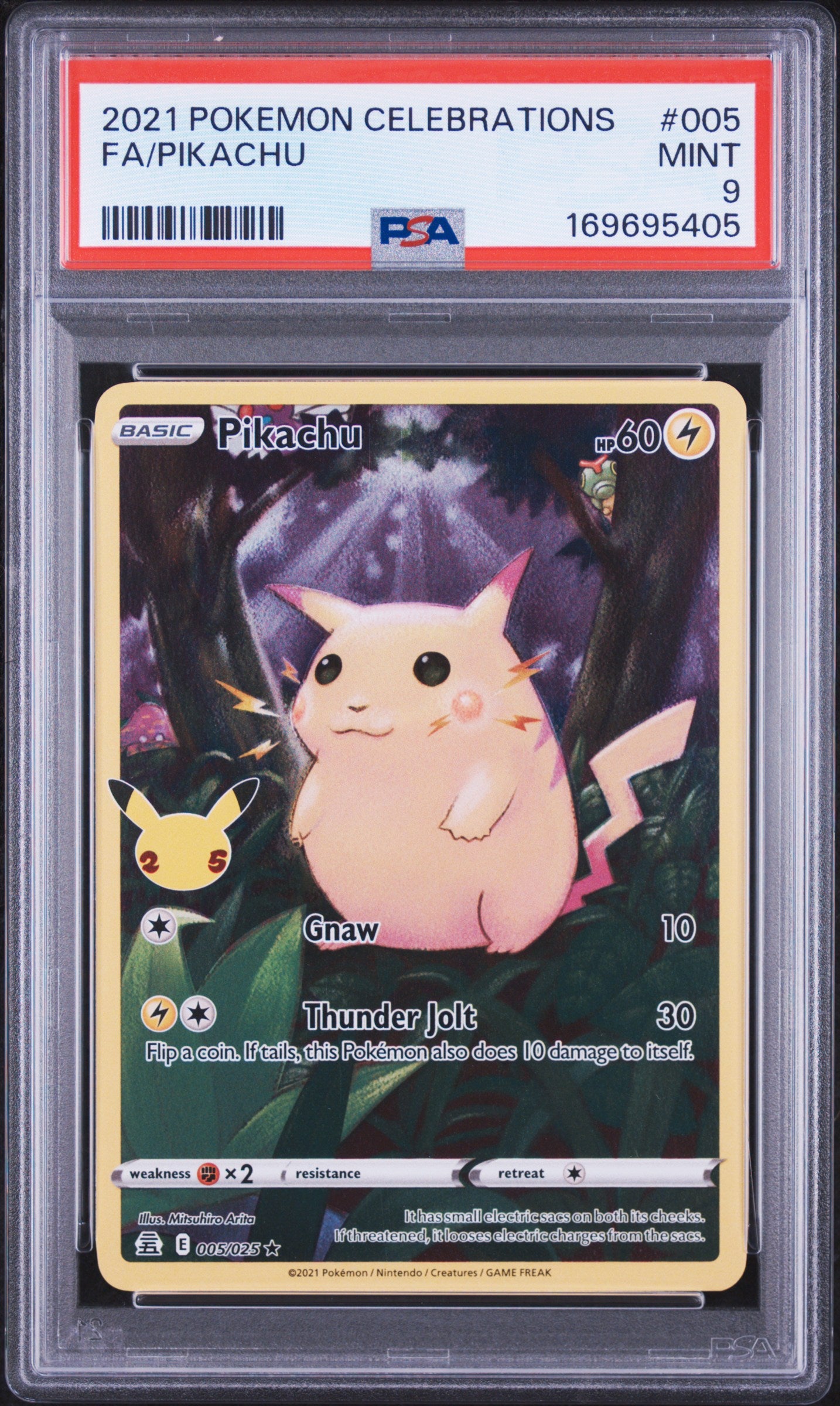 🎰👀 PIKACHU 005 CELEBRATIONS PSA 9