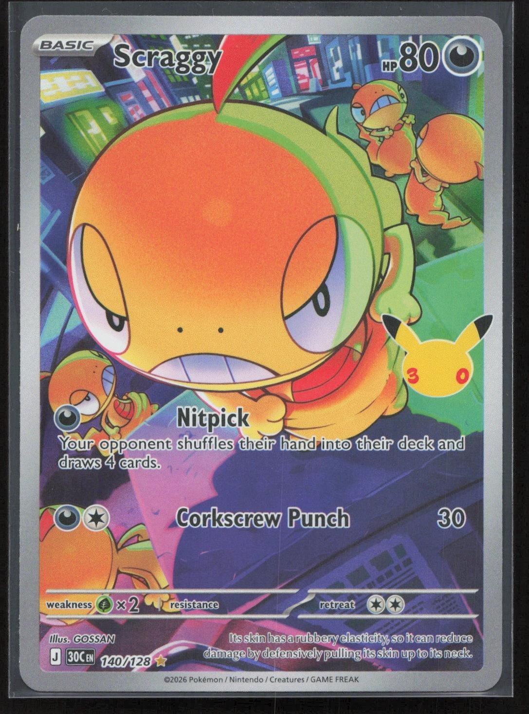 Scraggy 140/128 ME: 30th Celebration Illustration Rare NM - Mastercoins