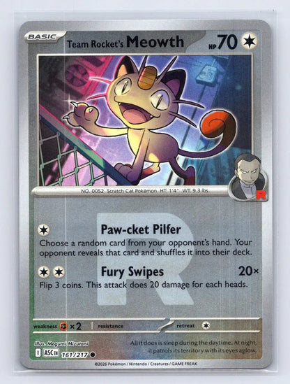 Team Rocket's Meowth 149/182 Rocket Rev Holo Destined Rivals Pokemon NM - Mastercoins
