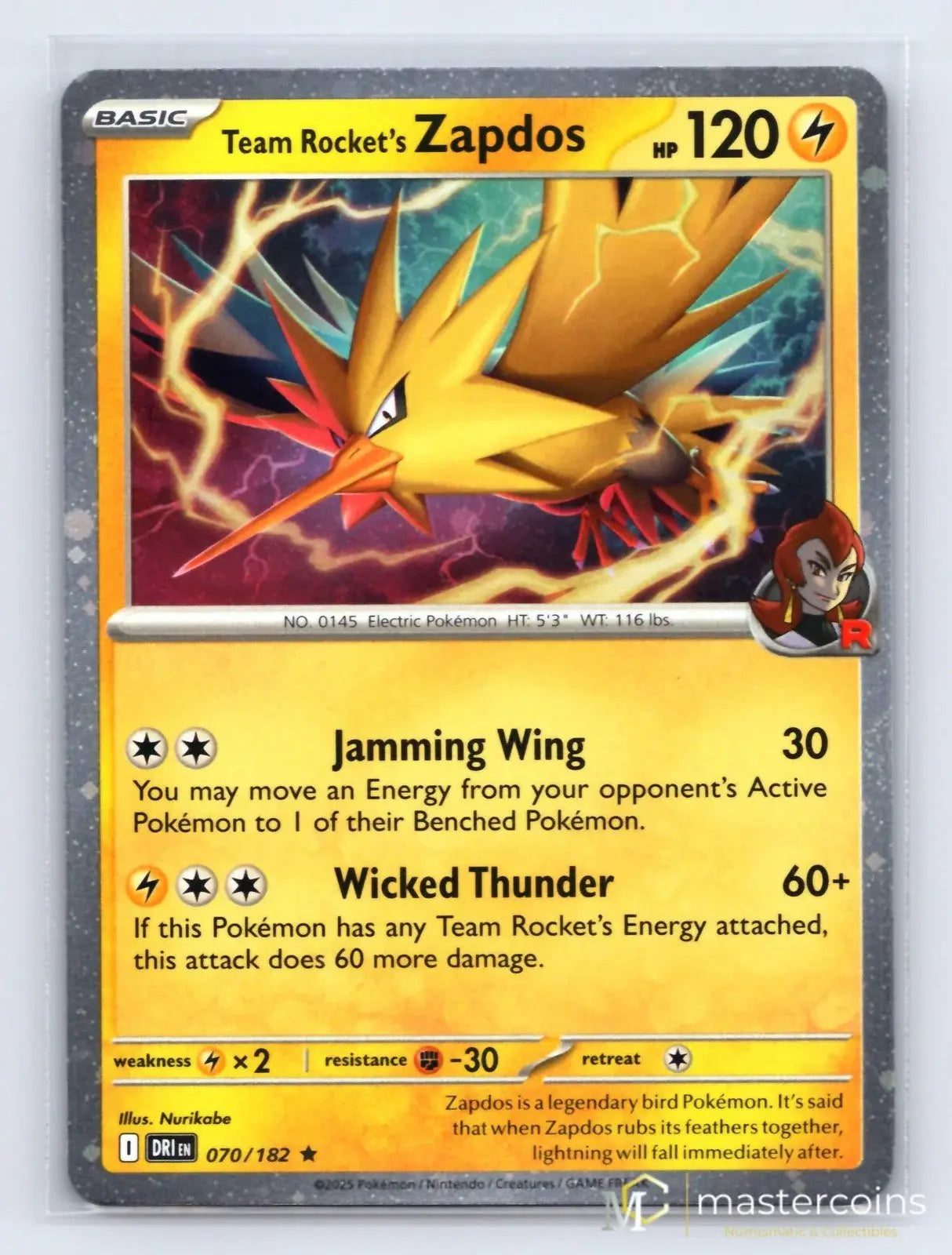 Team Rocket's Zapdos 070/182 Destined Rivals Pokemon NM - Mastercoins