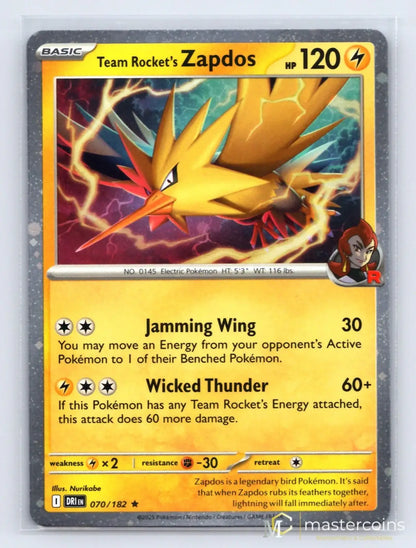 Team Rocket's Zapdos 070/182 Destined Rivals Pokemon NM - Mastercoins