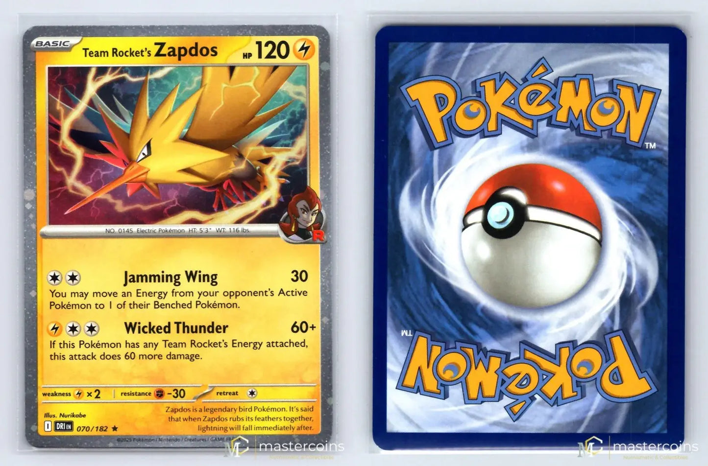 Team Rocket's Zapdos 070/182 Destined Rivals Pokemon NM - Mastercoins