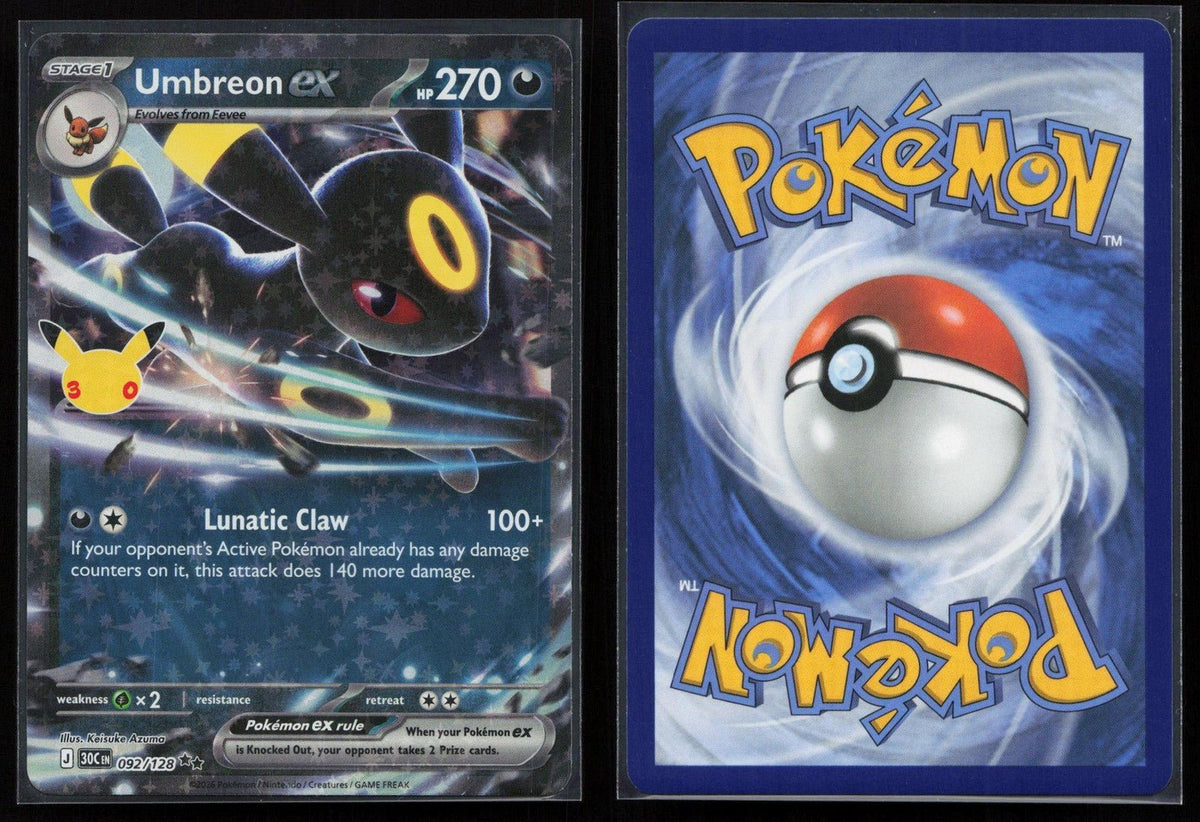 Umbreon ex 092/128 ME: 30th Celebration Double Rare NM - Mastercoins