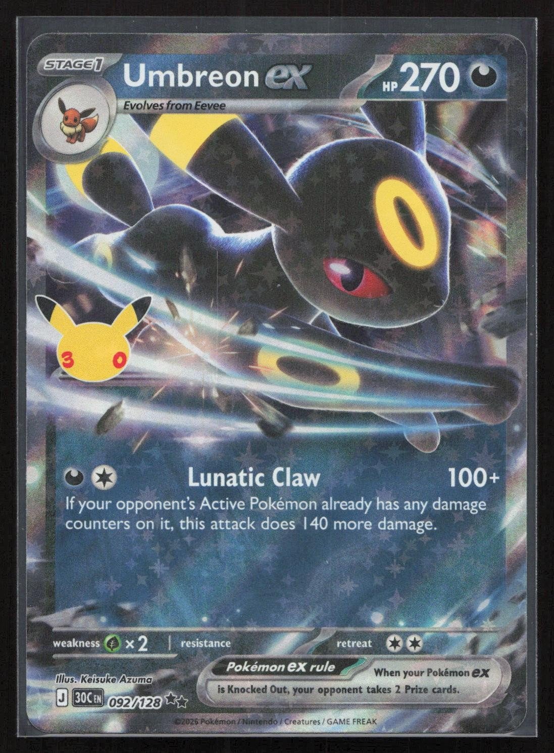 Umbreon ex 092/128 ME: 30th Celebration Double Rare NM - Mastercoins