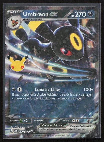 Umbreon ex 092/128 ME: 30th Celebration Ultra Rare NM - Mastercoins