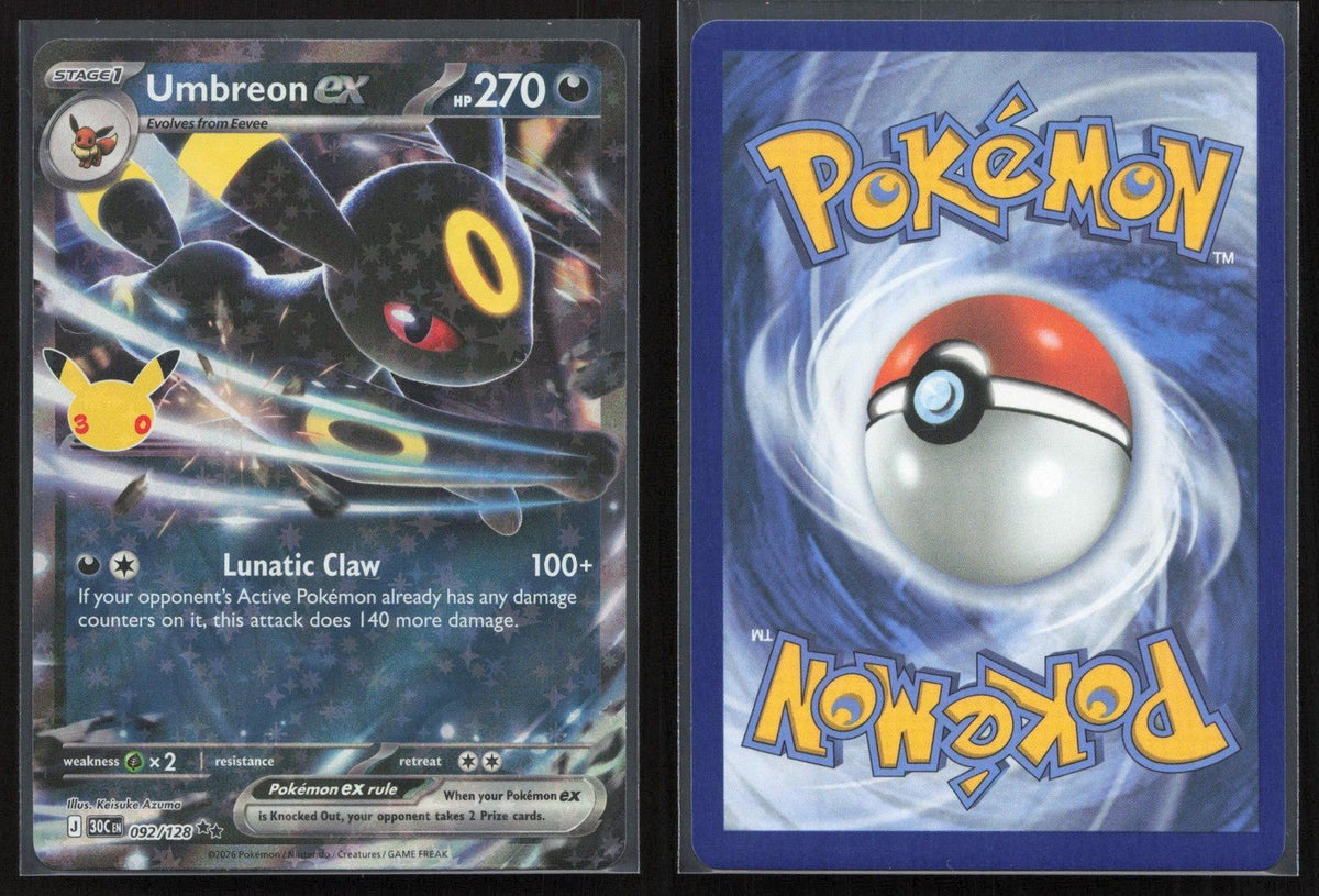 Umbreon ex 092/128 ME: 30th Celebration Ultra Rare NM - Mastercoins