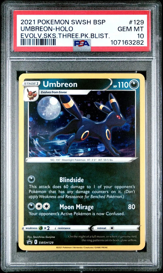 ?UMBREON SWSH 129 BLACK STAR PROMO EVOLVING SKIES PSA 10 - Mastercoins