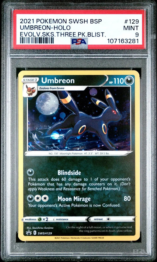 ?UMBREON SWSH 129 BLACK STAR PROMO EVOLVING SKIES PSA 9 - Mastercoins