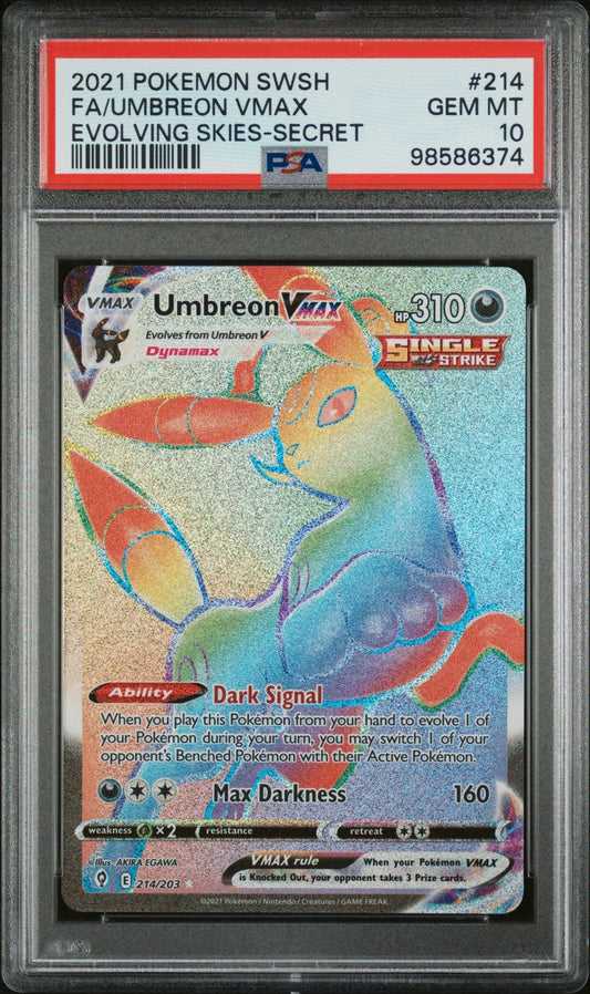 🎰👀 UMBREON VMAX 214/203 EVOLVING SKIES PSA 10 - Mastercoins