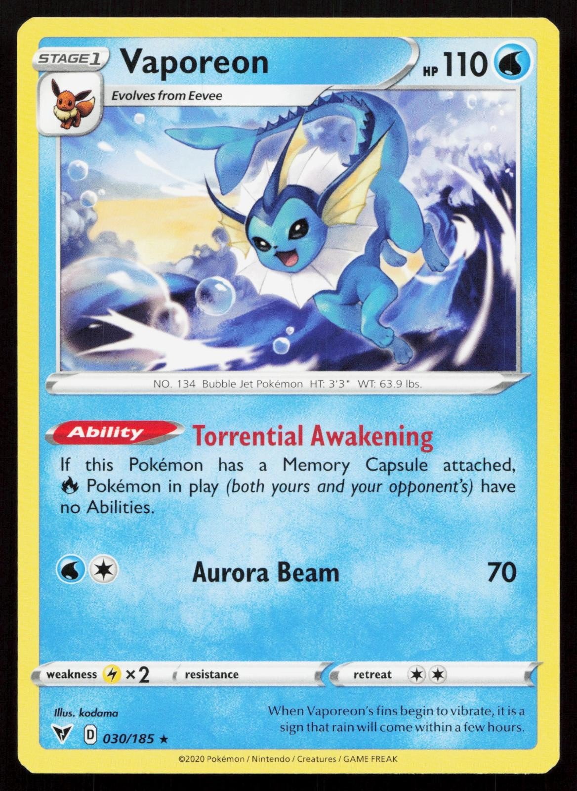 VAPOREON 030/185 VIVID VOLTAGE NM - Mastercoins
