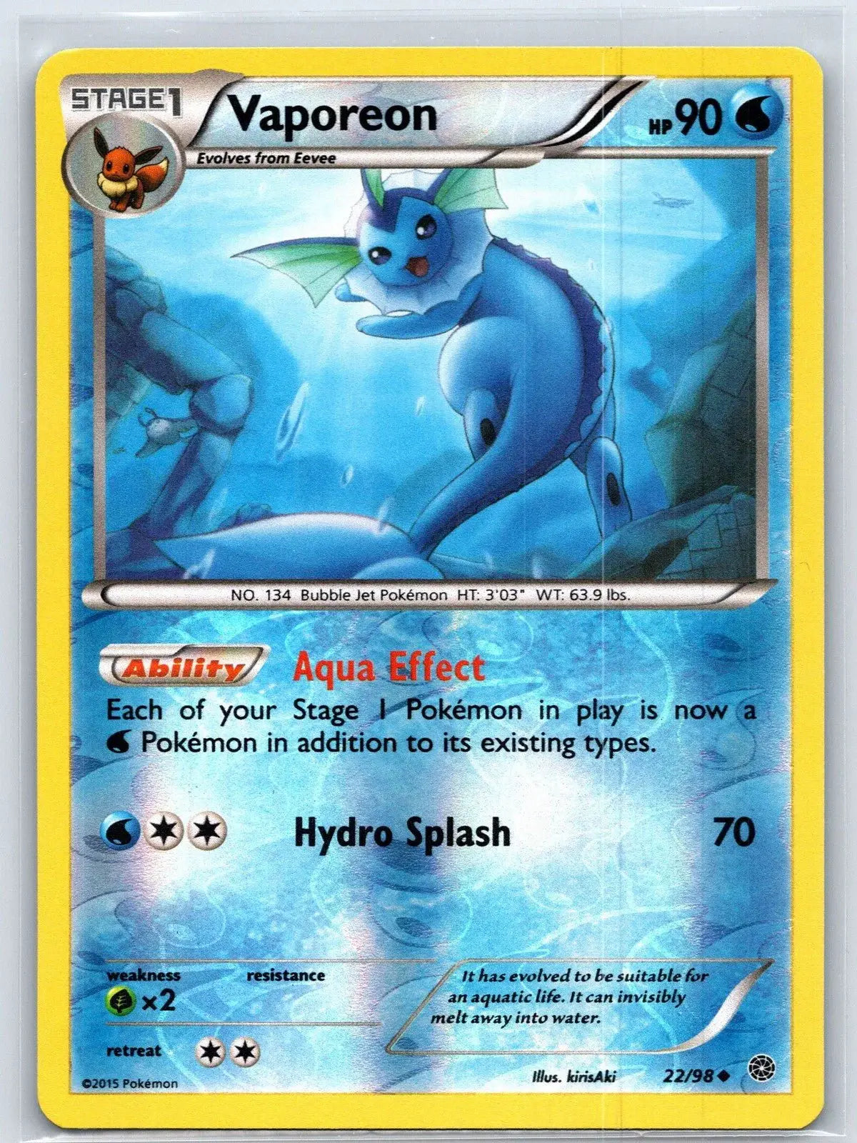Vaporeon 22/98 Reverse Holo Ancient Origins Pokemon NM - Mastercoins