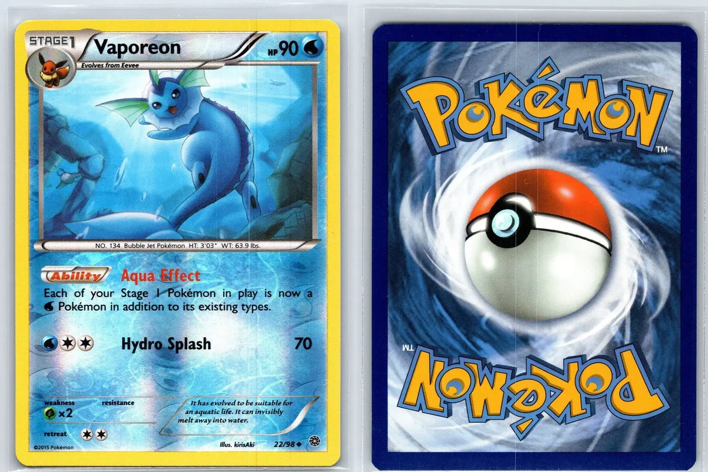 Vaporeon 22/98 Reverse Holo Ancient Origins Pokemon NM - Mastercoins