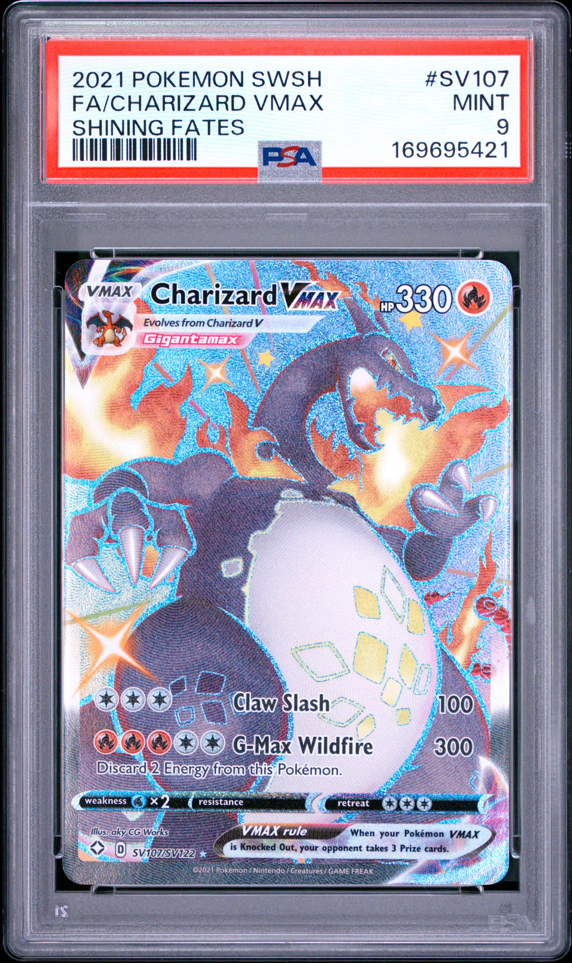 🎰👀 CHARIZARD VMAX SV107/072 SHINING FATES PSA 9