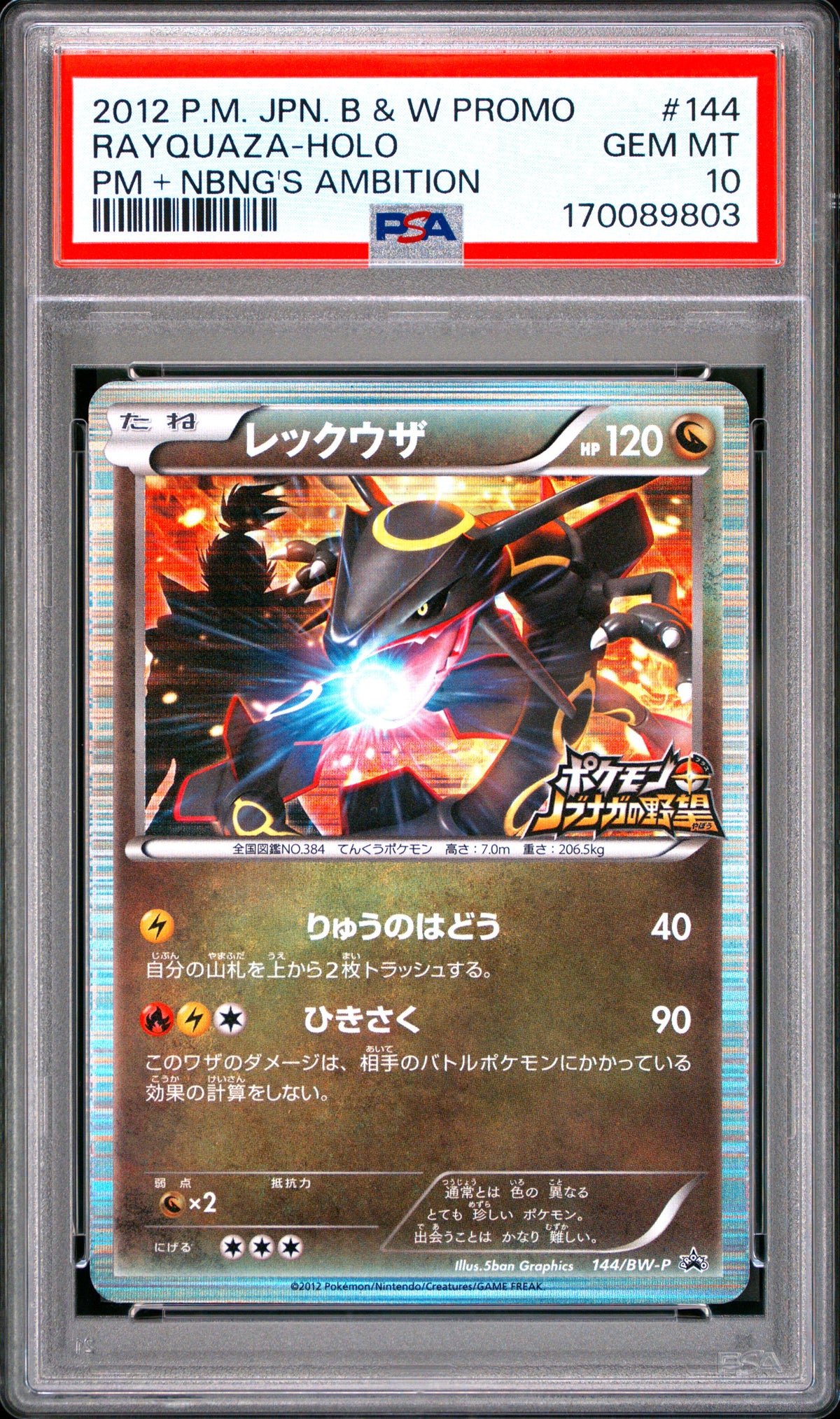 Rayquaza Holo 144/Bw-P PSA 10 -P Promo Japanese Mastercoins