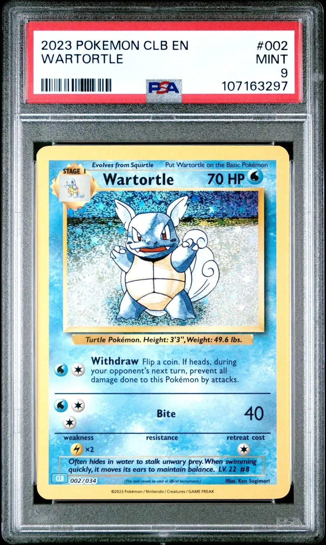 ?WARTORTLE 002 CLB CLASSIC COLLECTION BLASTOISE & SUICUNE DECK PSA 9 - Mastercoins