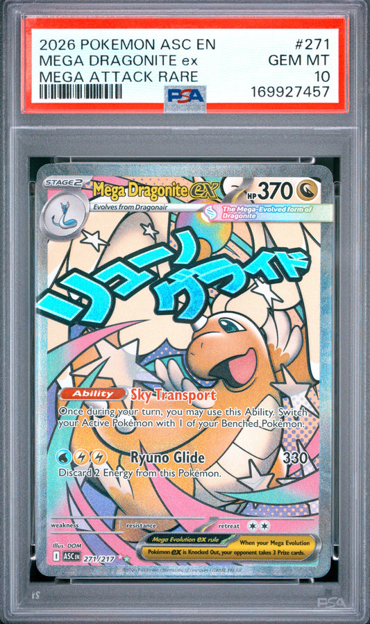 Mega Dragonite EX 271 PSA 10 Ascended Heroes Mastercoins