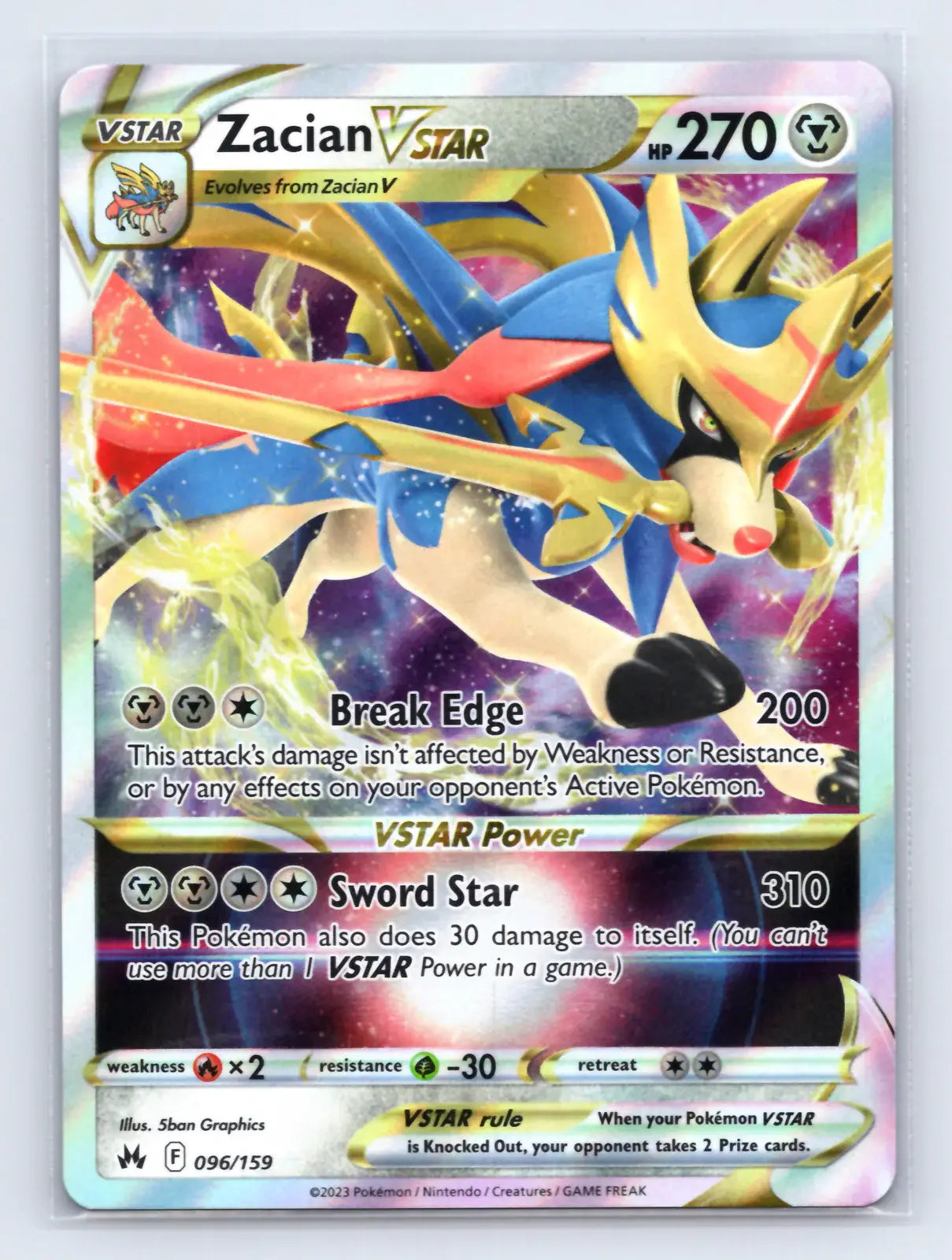Zacian VSTAR 096/159 Rare VSTAR Crown Zenith Pokemon Near Mint - Mastercoins