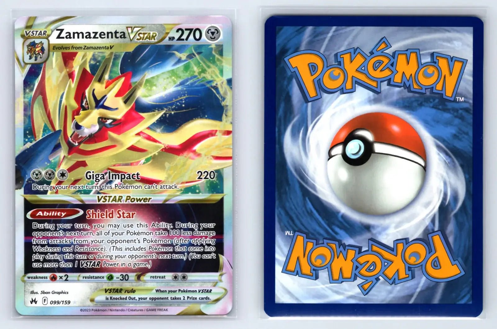 Zamazenta VSTAR 099/159 Rare VSTAR Crown Zenith Pokemon Near Mint - Mastercoins