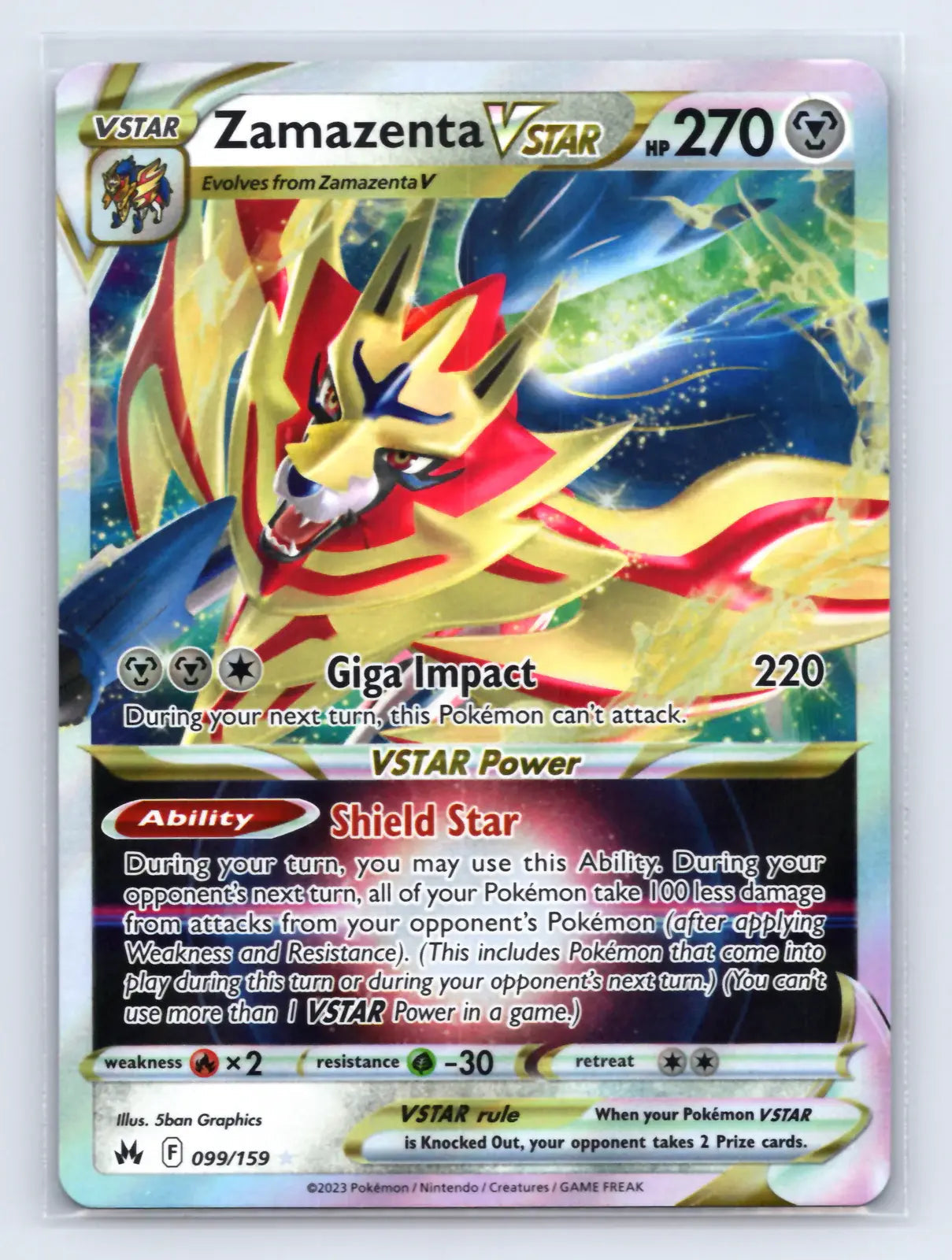 Zamazenta VSTAR 099/159 Rare VSTAR Crown Zenith Pokemon Near Mint - Mastercoins