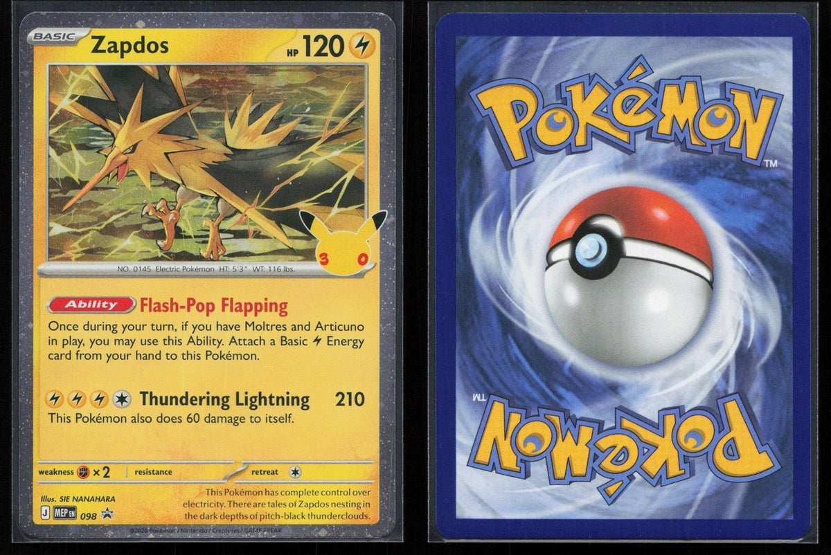 Zapdos (30th Celebration) 098 ME: Mega Evolution Promo Promo NM - Mastercoins
